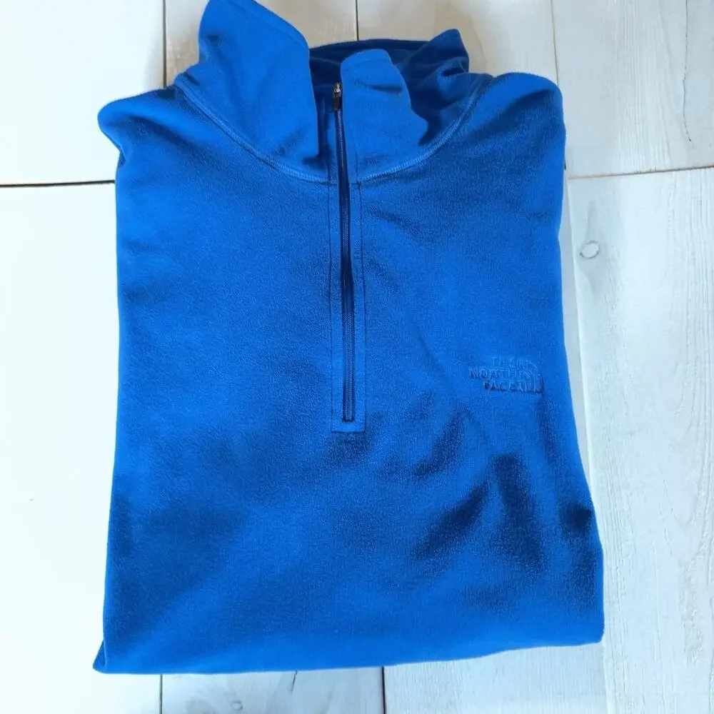 The North Face TKA 100 Fleece Pullover Mens XL Blue 1/4 Zip Hiking Lightweight